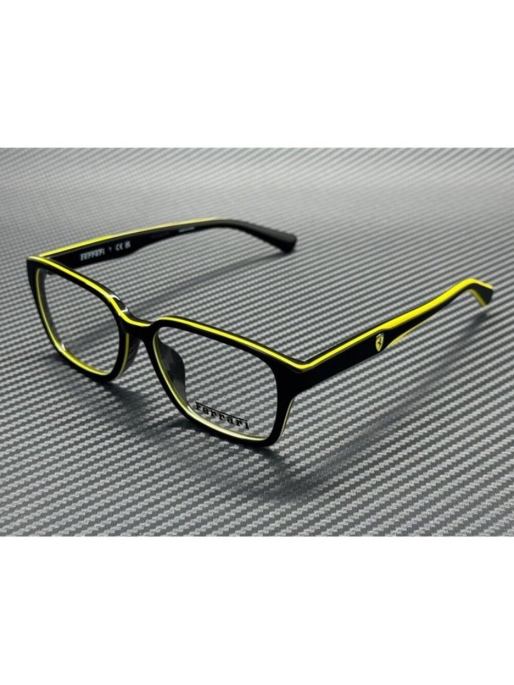 New Ferrari Men Black Shiny Yellow Eyeglasses -16-145